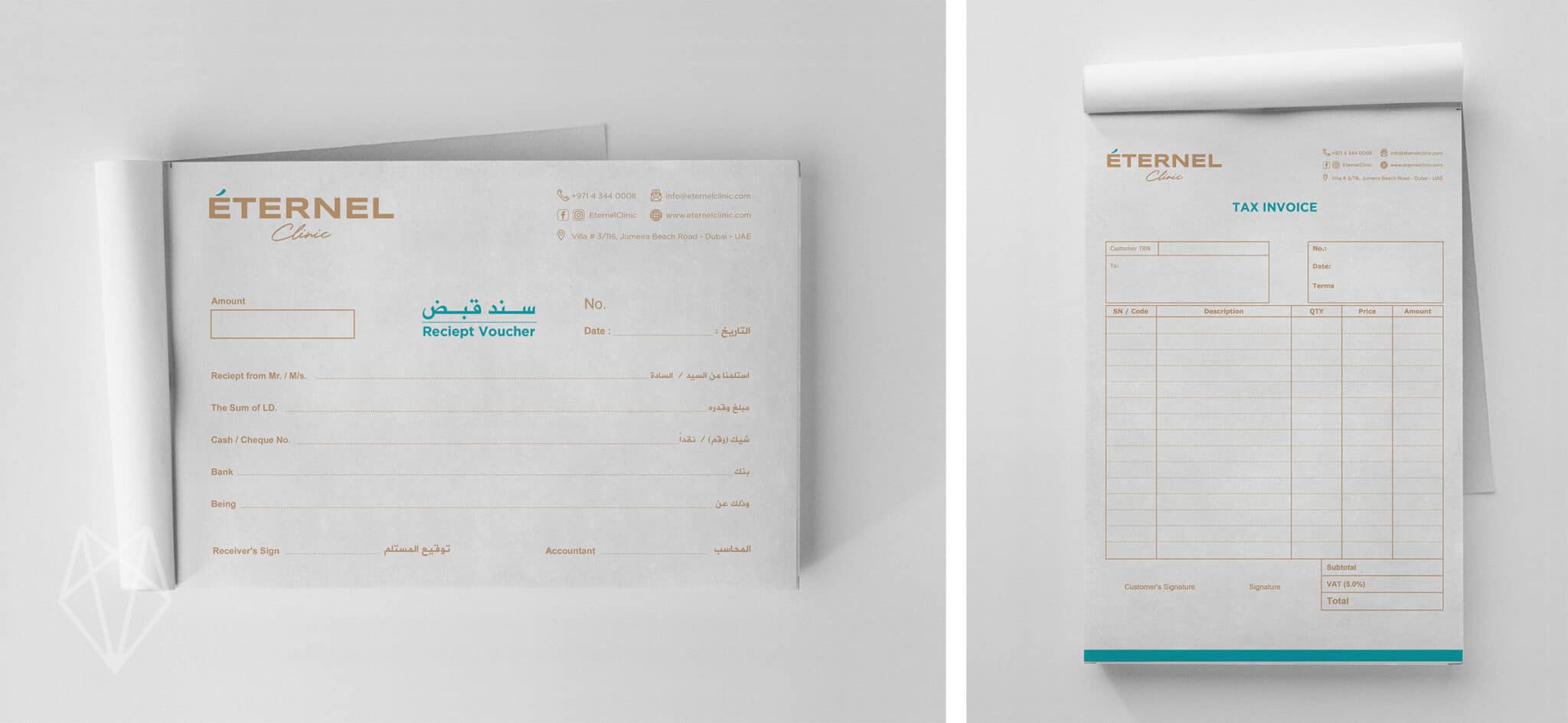 invoices design for eternel clinic in dxb