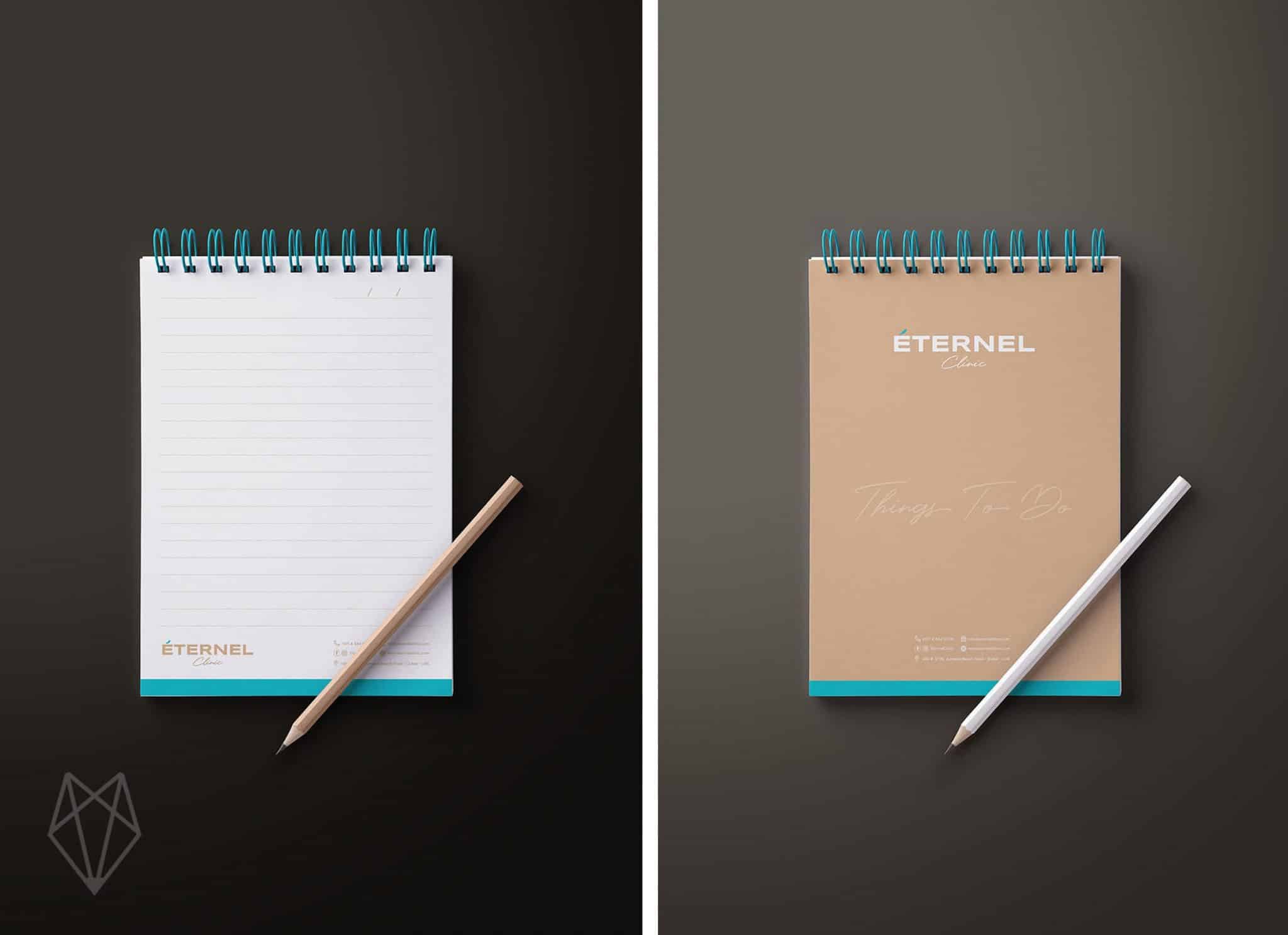 note pad design for eternel clinic dubai