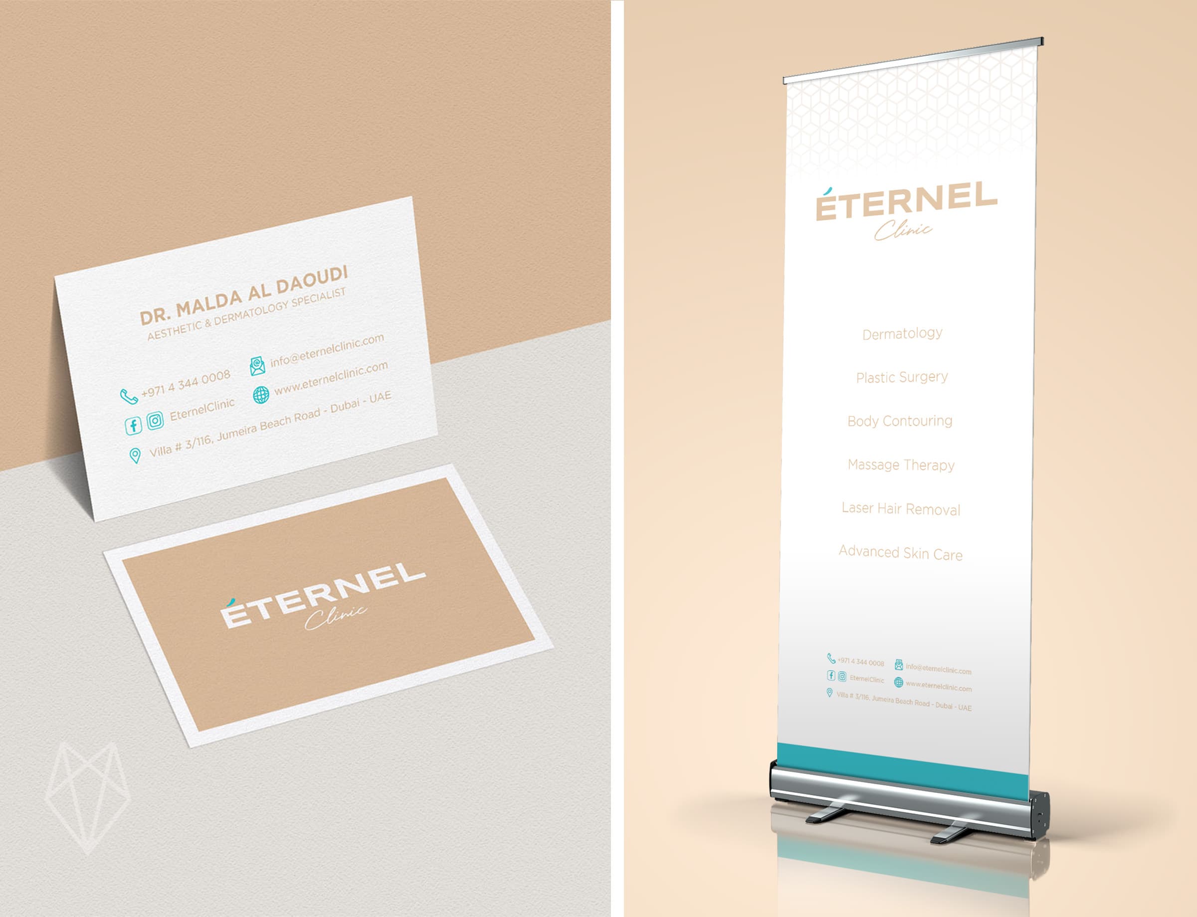 business card, roll up design for clinic