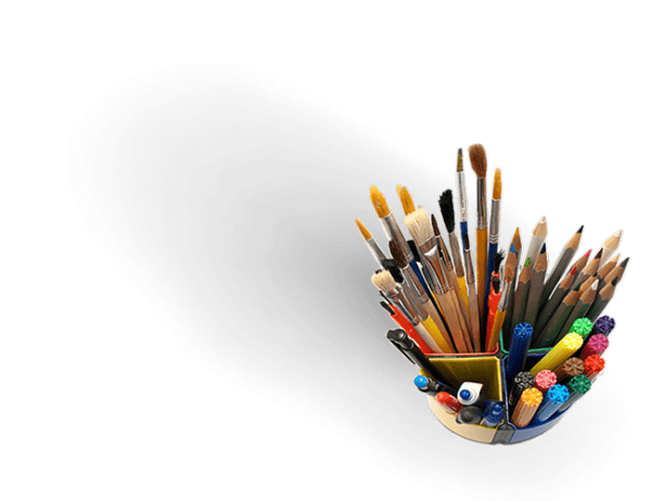 graphic design tools, brush, pencil, colors